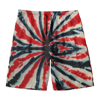 Black And Red Spider Tie Dye Print Men's Swim Trunks
