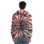 Black And Red Spider Tie Dye Print Men's Velvet Pullover Hoodie