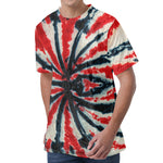 Black And Red Spider Tie Dye Print Men's Velvet T-Shirt