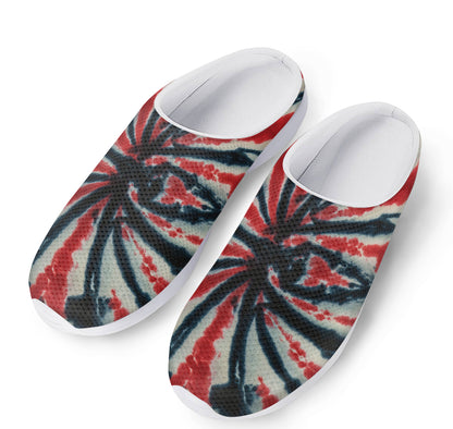 Black And Red Spider Tie Dye Print Mesh Casual Shoes
