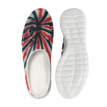 Black And Red Spider Tie Dye Print Mesh Casual Shoes