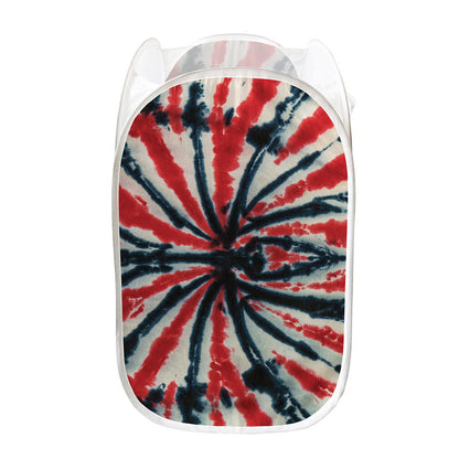 Black And Red Spider Tie Dye Print Mesh Laundry Hamper