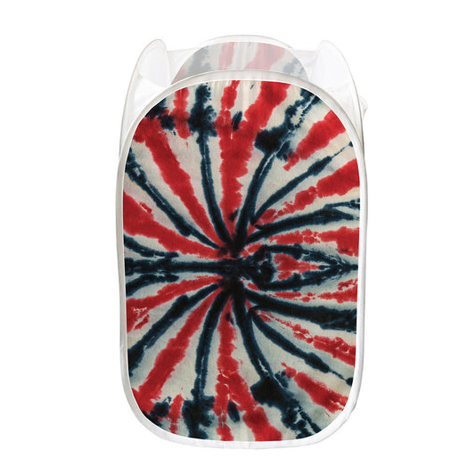 Black And Red Spider Tie Dye Print Mesh Laundry Hamper