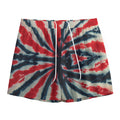 Black And Red Spider Tie Dye Print Mesh Shorts