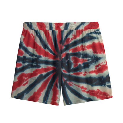 Black And Red Spider Tie Dye Print Mesh Shorts