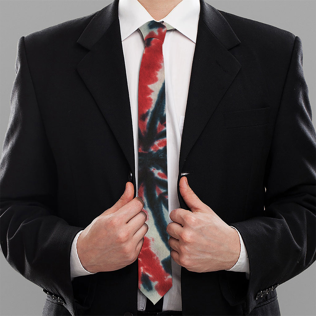 Black And Red Spider Tie Dye Print Necktie
