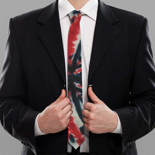Black And Red Spider Tie Dye Print Necktie