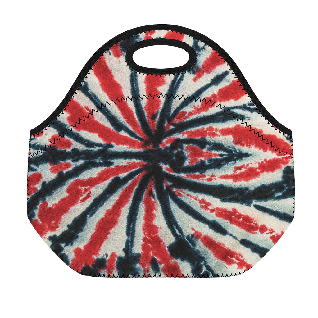 Black And Red Spider Tie Dye Print Neoprene Lunch Bag