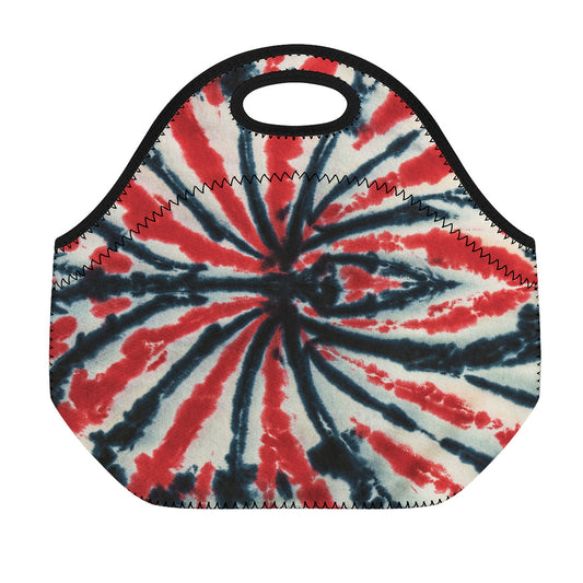 Black And Red Spider Tie Dye Print Neoprene Lunch Bag