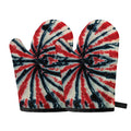 Black And Red Spider Tie Dye Print Oven Mitts
