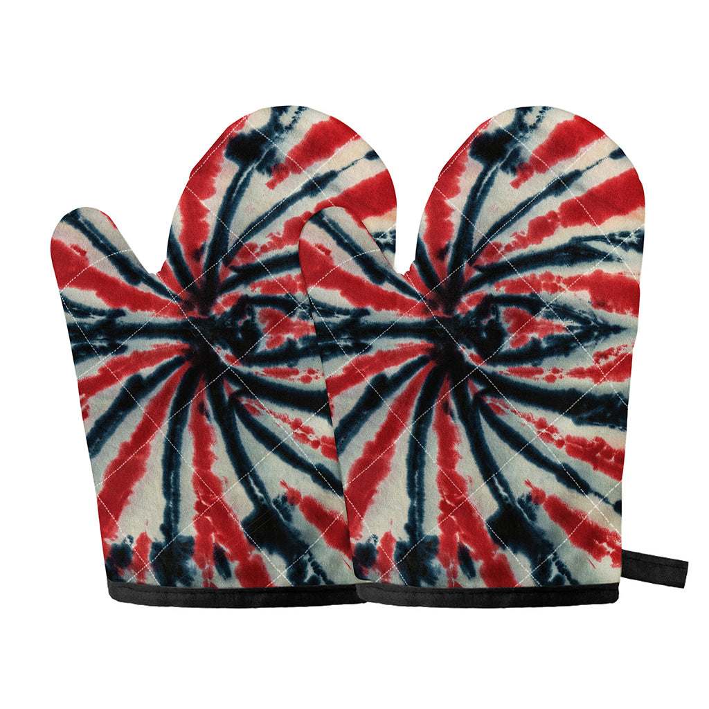 Black And Red Spider Tie Dye Print Oven Mitts