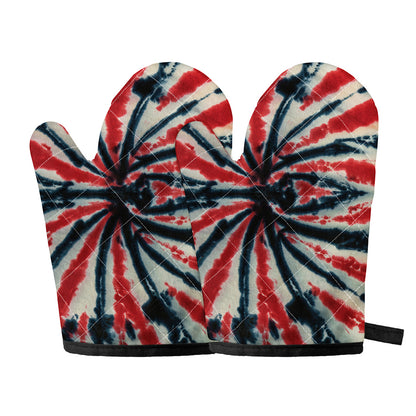 Black And Red Spider Tie Dye Print Oven Mitts