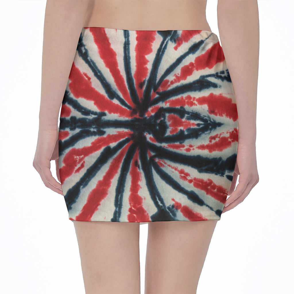Black And Red Spider Tie Dye Print Pencil Mini Skirt