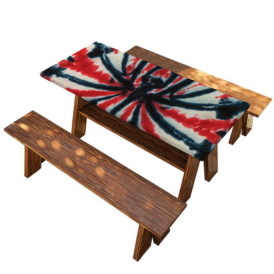 Black And Red Spider Tie Dye Print Picnic Table Cover