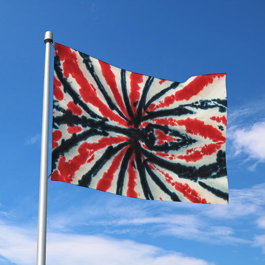 Black And Red Spider Tie Dye Print Polyester Flag