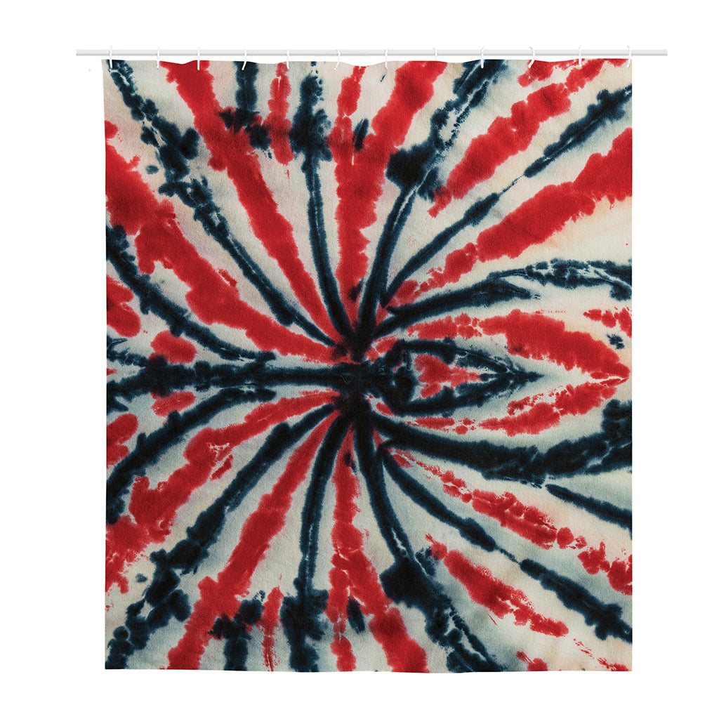 Black And Red Spider Tie Dye Print Polyester Shower Curtain