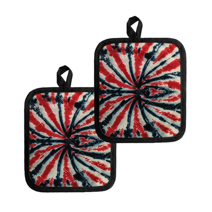Black And Red Spider Tie Dye Print Pot Holders