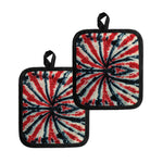 Black And Red Spider Tie Dye Print Pot Holders