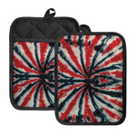 Black And Red Spider Tie Dye Print Pot Holders With Pocket