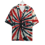 Black And Red Spider Tie Dye Print Rayon Hawaiian Shirt