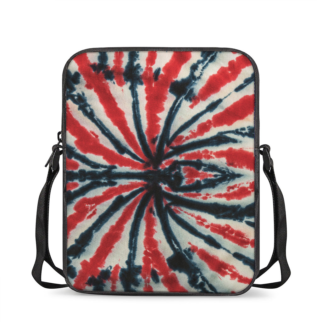Black And Red Spider Tie Dye Print Rectangular Crossbody Bag