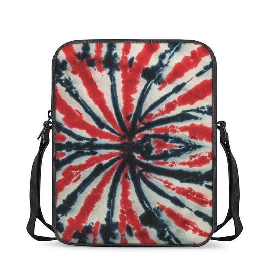 Black And Red Spider Tie Dye Print Rectangular Crossbody Bag