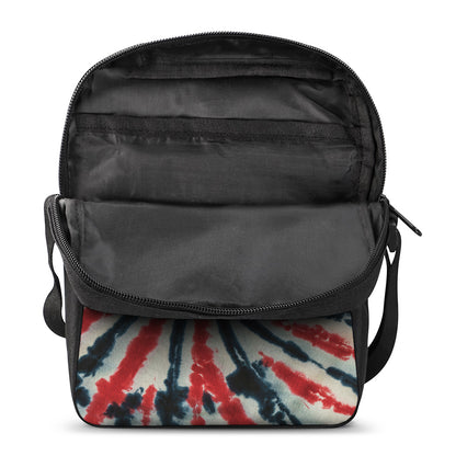 Black And Red Spider Tie Dye Print Rectangular Crossbody Bag