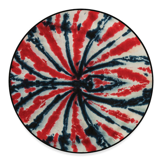 Black And Red Spider Tie Dye Print Round Floor Mat