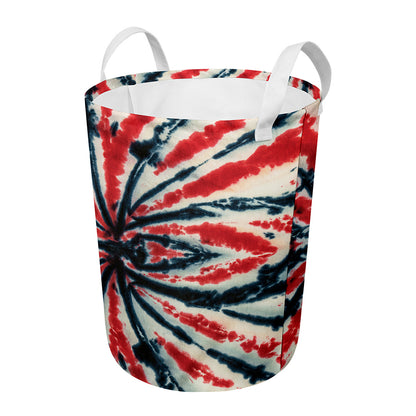 Black And Red Spider Tie Dye Print Round Laundry Basket