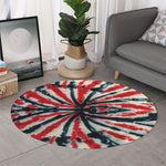Black And Red Spider Tie Dye Print Round Rug