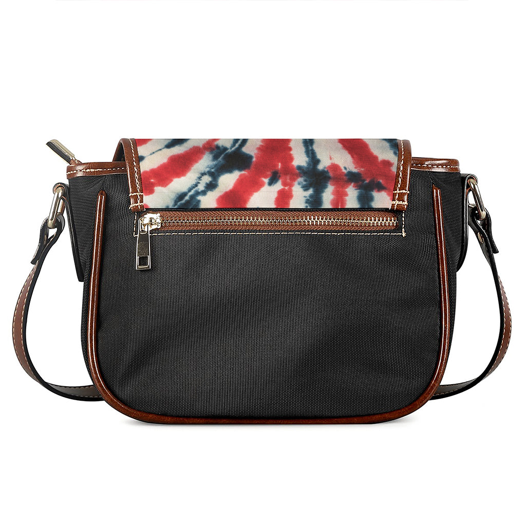 Black And Red Spider Tie Dye Print Saddle Bag