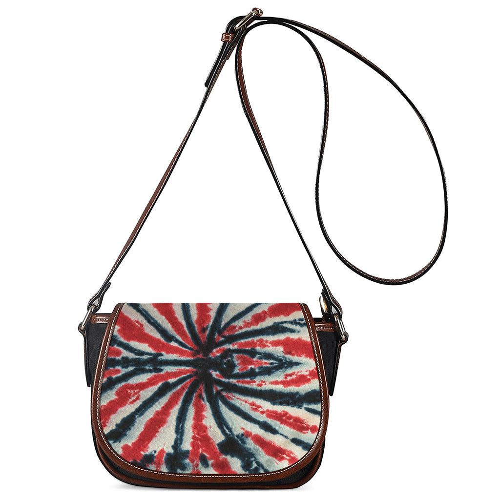 Black And Red Spider Tie Dye Print Saddle Bag