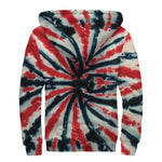 Black And Red Spider Tie Dye Print Sherpa Lined Zip Up Hoodie