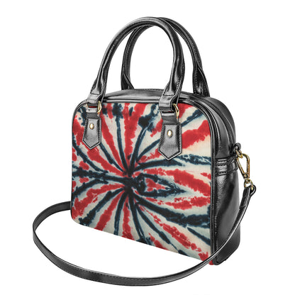 Black And Red Spider Tie Dye Print Shoulder Handbag