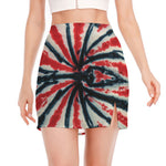 Black And Red Spider Tie Dye Print Side Slit Mini Skirt