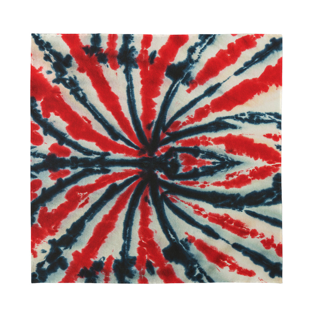 Black And Red Spider Tie Dye Print Silk Bandana
