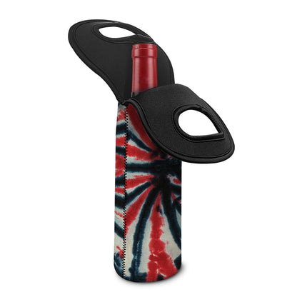 Black And Red Spider Tie Dye Print Single Neoprene Wine Tote