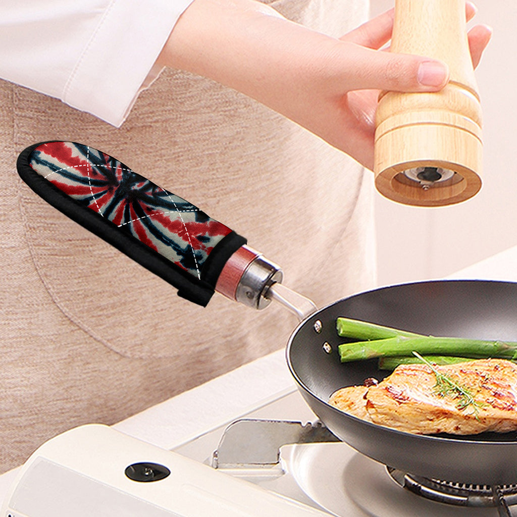 Black And Red Spider Tie Dye Print Skillet Handle Cover