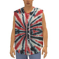 Black And Red Spider Tie Dye Print Sleeveless Baseball Jersey