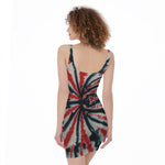 Black And Red Spider Tie Dye Print Sleeveless Bodycon Dress