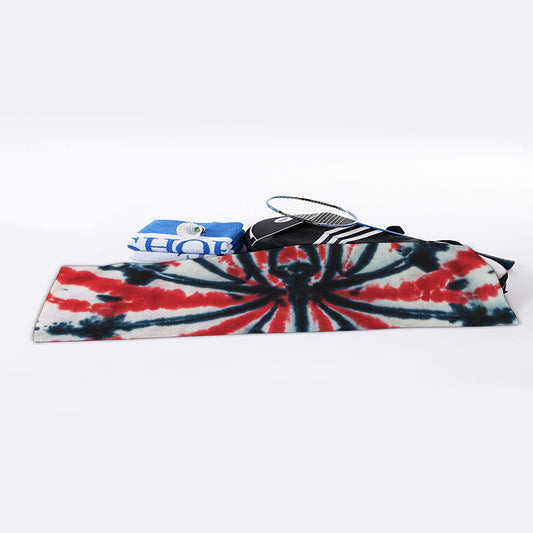 Black And Red Spider Tie Dye Print Sports Towel