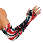Black And Red Spider Tie Dye Print Sun Protection Arm Sleeves