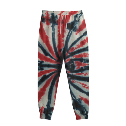 Black And Red Spider Tie Dye Print Sweatpants