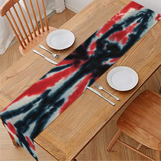Black And Red Spider Tie Dye Print Table Runner