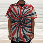 Black And Red Spider Tie Dye Print Textured Short Sleeve Shirt