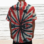 Black And Red Spider Tie Dye Print Textured Short Sleeve Shirt