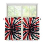 Black And Red Spider Tie Dye Print Tier Curtains