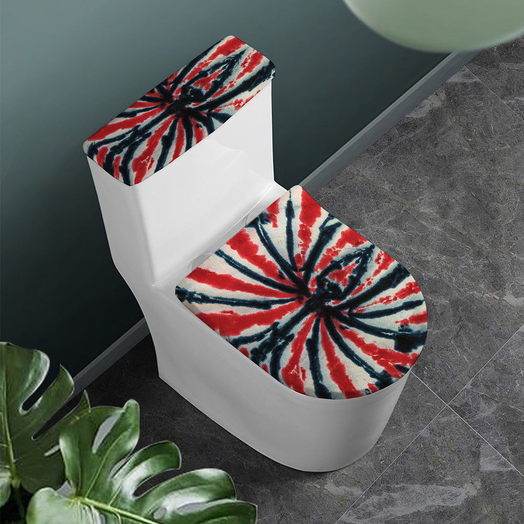 Black And Red Spider Tie Dye Print Toilet Lid And Tank Cover Set