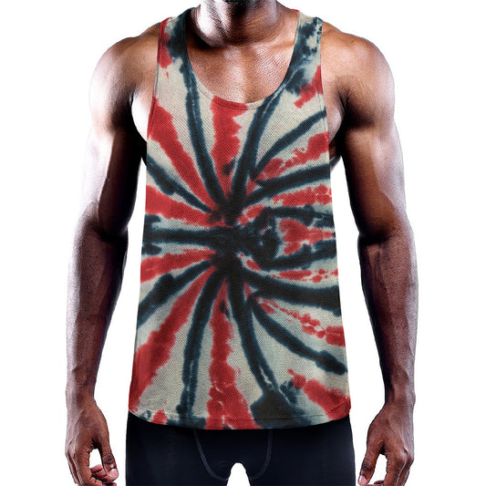 Black And Red Spider Tie Dye Print Training Tank Top
