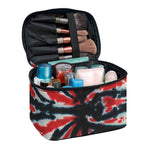 Black And Red Spider Tie Dye Print Travel Makeup Bag